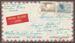 1961 Special Delivery Airmail Cover 17c Kayak/Goose Dundas Ontario To USA - Storia Postale