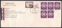 United Nations New York: Cover To Germany, 1951, 6 Stamps, Peace & Security, First Day Cancel, Air Label (minor Damage) - Storia Postale