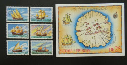 Sao Tome Und Principe Mi 598-603 + Block 38 , Schiffe , Gestempelt - Sao Tome Et Principe