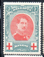 BELGIQUE BELGIE BELGIO BELGIUM 1915 KING ROI ALBERT RED CROSS CROIX ROUGE 5c MH - 1914-1915 Croce Rossa