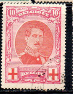 BELGIQUE BELGIE BELGIO BELGIUM 1915 KING ROI ALBERT RED CROSS CROIX ROUGE 10c USED OBLITERE' USATO - 1914-1915 Red Cross