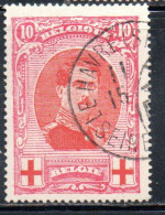 BELGIQUE BELGIE BELGIO BELGIUM 1915 KING ROI ALBERT RED CROSS CROIX ROUGE 10c USED OBLITERE' USATO - 1914-1915 Croce Rossa