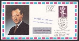Austria: Airmail Cover To UN New York 1978, 1 Stamp, Cancel Waldheim, Label Austrian Airlines, Lufthansa (traces Of Use) - Briefe U. Dokumente