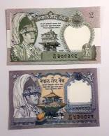NEPAL -  1,2 RUPEES  - P 37, P 29  (1991-1981) - 2 PCS - UNC - BANKNOTES - PAPER MONEY - CARTAMONETA - - Népal