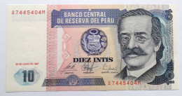 PERU' - 10 INTIS  - P 129  (1987) - UNC - BANKNOTES - PAPER MONEY - CARTAMONETA - - Perú
