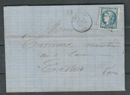 FRANCE 1871 N° 45 Obl. S/Lettre  GC 1914 De Lacaune Pour Castres - 1870 Emission De Bordeaux