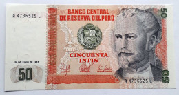 PERU' - 50 INTIS  - P 131B  (1987) - UNC - BANKNOTES - PAPER MONEY - CARTAMONETA - - Pérou