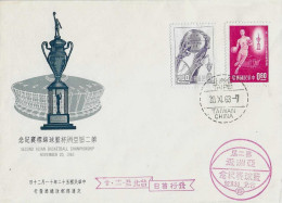 TAIWAN CHINA - 1963 TAIPEI 2° Campionato Asiatico Di BASKET Pallacanestro Serie Completa 2v. Su Busta Fdc - 6946 - Brieven En Documenten