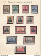 1911 Marocco - Colonie Tedesche - Yvert N. 45/57 - Soprastampati Marocco Con 2 K - 13 Valori - MH* - Firma G. Oliva - Altri & Non Classificati