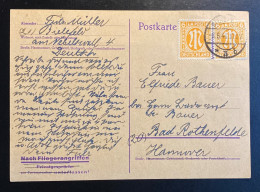 Alliierte Besetzung Bizone Mi. 6 (2x) Auf Postkarte Dt. Reich Mit Propagandavordruck Mi. P312 / 05 Gestempelt BIELEFELD - Lettres & Documents
