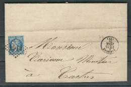 FRANCE 1871 N° 46  Obl. S/Lettre  GC 1914 De Lacaune Pour Castres - 1870 Emission De Bordeaux