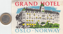 ETIQUETA - STICKER - LUGGAGE LABEL  NORWAY - NORGE -  GRAND HOTEL - OSLO - Etiquettes D'hotels