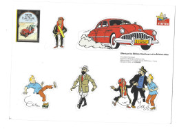 PLANCHE DE 5  AUTOCOLLANTS - TINTIN AU PAYS DE L'OR NOIR - HADDOCK - MILOU - VOITURE - Zelfklevers