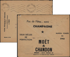 France 1937. Enveloppe De Franchise Des Chèques Postaux. Champagne Moël & Chandon, Deux Siècles De Perfection. Épernay - Vinos Y Alcoholes