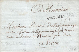 Lettre De Pontoise à Destination De Bain De Bretagne 5 Mars 1786 Lenain 4 Ind 12 - ....-1700: Precursors