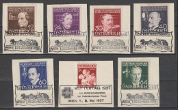 AUTRICHE - 1936/37 - SERIE COMPLETE YVERT N° 489/495 OBLITERES SUR FRAGMENT - COTE = 55.5++EUR - Gebruikt