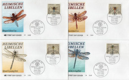 Germany Deutschland 1991 FDC Set X4 Libellen Libelle Dragonflies Dragon-fly, Insect Insects, Berlin - 1991-2000