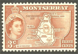 XW01-1376 Montserrat Map Colony Island Carte De L'ile No Gum Insel Karte No Gum - Montserrat