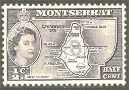 XW01-1373 Montserrat Map Colony Island Carte De L'ile No Gum Insel Karte No Gum - Montserrat