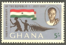 XW01-1241 Ghana 5th Anniversary Republic Indépendance Drapeau Flag MH * Neuf - Ghana (1957-...)