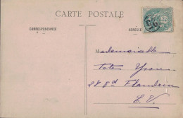 PARIS - BLANC - JOUR DE L'AN - CHIFFRE 25 - DANS UN CERCLE  SUR CARTE POSTALE DE PARIS. - 1877-1920: Periodo Semi Moderno