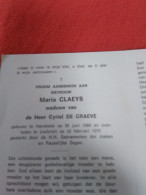 Doodsprentje Maria Claeys / Hansbeke 26/6/1884 Lochristi 22/2/1975 ( Cyriel De Graeve ) - Religion & Esotérisme