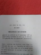 Doodsprentje Maurice De Grave / Lochristi 27/9/1899 Gent 14/2/1975 - Religion & Esotérisme