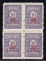 ERROR/ Overprints/ Block Of 4/ MNH/ Block Of 4/ Red Inst. Black/Mi: 181/ Bulgaria 1924 - Plaatfouten En Curiosa