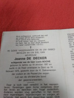 Doodsprentje Jeanne De Decker / Jambe 19/10/1907 Gent 14/2/1975 ( Louis Boone ) - Religion & Esotérisme