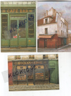 Fantaisies Magasins LOT De 3 Cartes LE TIRE BOUCHON - BOULANGERIE - CAFE BAR -illustrateur A. Renoux CPSM AUBERT - Collections & Lots