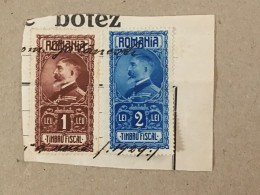 Romania Rumanien Roumanie - Ferdinand Timbru Fiscal Revenue Stamp - Printed On Document Fragment - Gebraucht