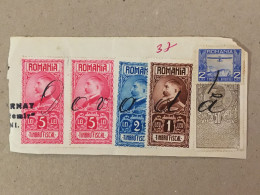 Romania Rumanien Roumanie - Ferdinand Timbru Fiscal Revenue Stamp Aviation Airplane Avion Printed On Document Fragment - Gebraucht