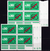 FR7535B- FRANCE – 1972 – POSTAL CODE - Y&T # 1719(x8) MNH - Unused Stamps