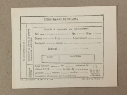 Romania Rumanien Roumanie - 1981 Confirmare De Primire / Postal Receipt Confirmation - Unused - Covers & Documents