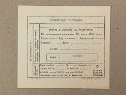 Romania Rumanien Roumanie - 1981 Confirmare De Primire / Postal Receipt Confirmation - Unused - Cartas & Documentos