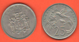 Giamaica 25 Centesimi Cents 1984 Jamaica 25 Cents Nickel Coin ∇ 5 - Jamaica