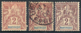 Martinique Timbres-poste N°32 Oblitérés TB X 3 Nuances Cote : 6€00 - Gebruikt