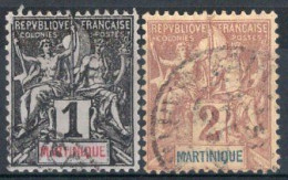 Martinique Timbres-poste N°31 & 32 Oblitérés TB Cote : 3€75 - Usati