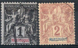 Martinique Timbres-poste N°31 & 32 Oblitérés TB Cote : 3€75 - Usati