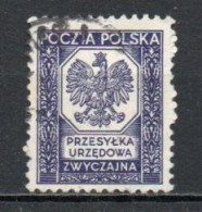Poland, 1935, Eagle Emblem In Octagon, No Face Value/Dark Blue, USED - Officials
