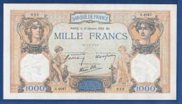 FRANCE - P. 90c – 1000 Francs "Cérès Et Mercure" 13.10.1938, AUNC, S/n S.4047 952 - 1 000 F 1927-1940 ''Cérès Et Mercure''