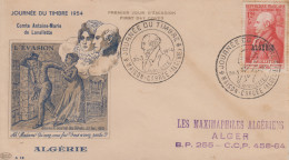 Enveloppe  FDC  1er  Jour  ALGERIE   Journée  Du  Timbre   MAISON - CARREE   1954 - FDC