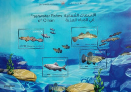 Oman 2022, Freshwater Fishes Of Oman, MNH Unusual S/S - Oman