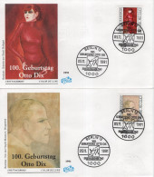 Germany Deutschland 1991 FDC X2 Otto Dix, German Painter Printmaker Artist, Canceled In Berlin - 1991-2000