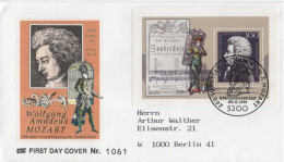 Germany Deutschland 1991 FDC Mozart Composer Komponist Compositeur Music Musik, Opera Zauberflote, Canceled In Bonn - 1991-2000