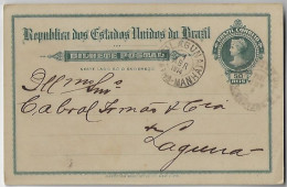 Brazil 1914 Postal Stationery RHM-BP-68 Pedrinhas To Laguna Railway Cancel Postmark E. F. D. THZA CHRISTINA - Entiers Postaux