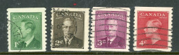 Canada USED 1950 King George Vl With "Postes-Postage" Coil Stamps - Gebraucht