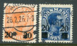 DENMARK 1926 20 Øre Surcharges Used.  Michel 151-52 - Gebruikt