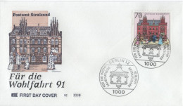 Germany Deutschland 1991 FDC Für Die Wohlfahrtspflege Wohlfahrt Wohlfahrtsmarken, Postamt Stralsund, Berlin - 1991-2000