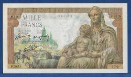 FRANCE - P.102 – 1000 Francs ''Déesse Déméter'' 28.01.1943, AUNC-, S/n P.3619 670 - 1 000 F 1942-1943 ''Déesse Déméter''